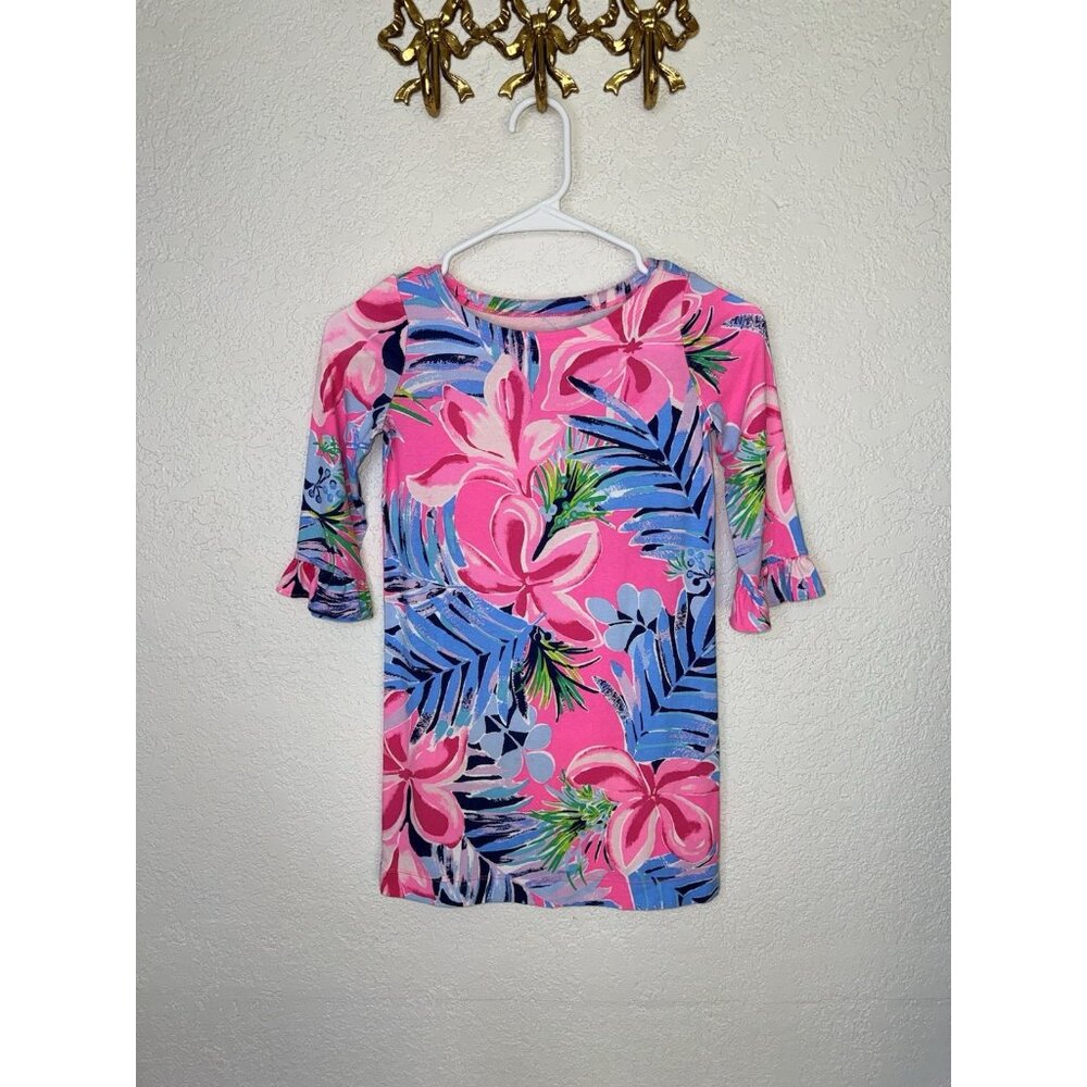 Lilly Pulitzer Girls 3/4 Sleeve Dress Colorful Spring Time Comfort Med. 6-7 E1